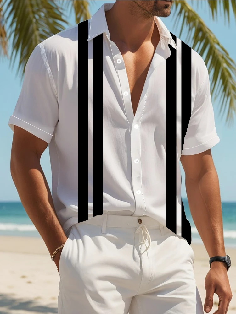 Simple Business Casual Short Sleeve Shirt Fashion Loose Comfortable Summer Shirt Stripes 3d Digital Printing Men's Shirt Tops
Simple Business Casual Short Sleeve Shirt Fashion Loose Comfortable Summer Shirt Stripes 3d Digital Printing Men's Shirt Tops
