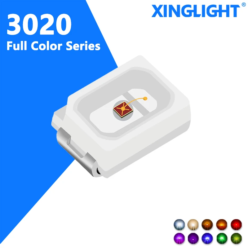 XINGLIGHT 100pcs 3020 SMD leds bead XL-3020SUR/UB/UGC diode violet orange warm white led
XINGLIGHT 100pcs 3020 SMD leds bead XL-3020SUR/UB/UGC diode violet orange warm white led