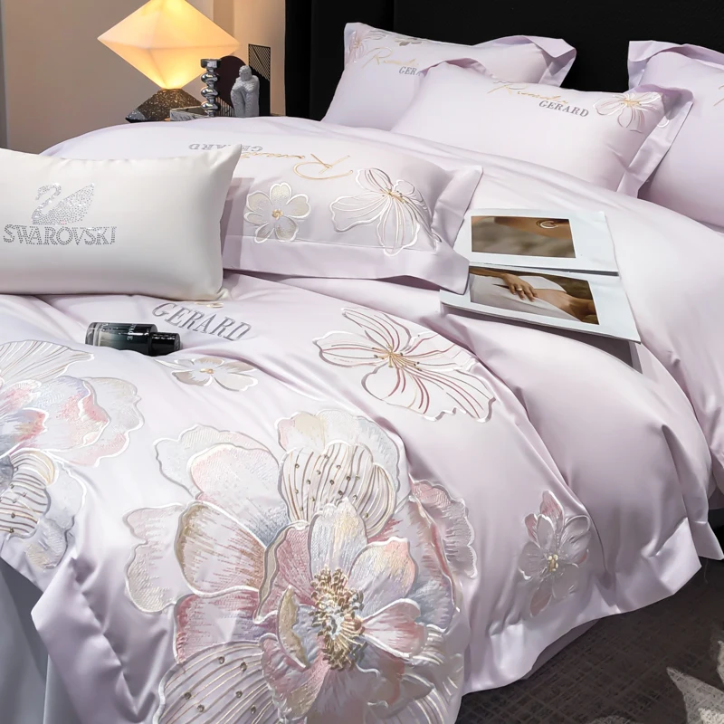 4pc High Grade Long-staple Cotton Duvet Cover Set 4 Pieces Set Pure Cotton Floral Embroidered Quilt Cover Bed Sheet Bedding
4pc High Grade Long-staple Cotton Duvet Cover Set 4 Pieces Set Pure Cotton Floral Embroidered Quilt Cover Bed Sheet Bedding