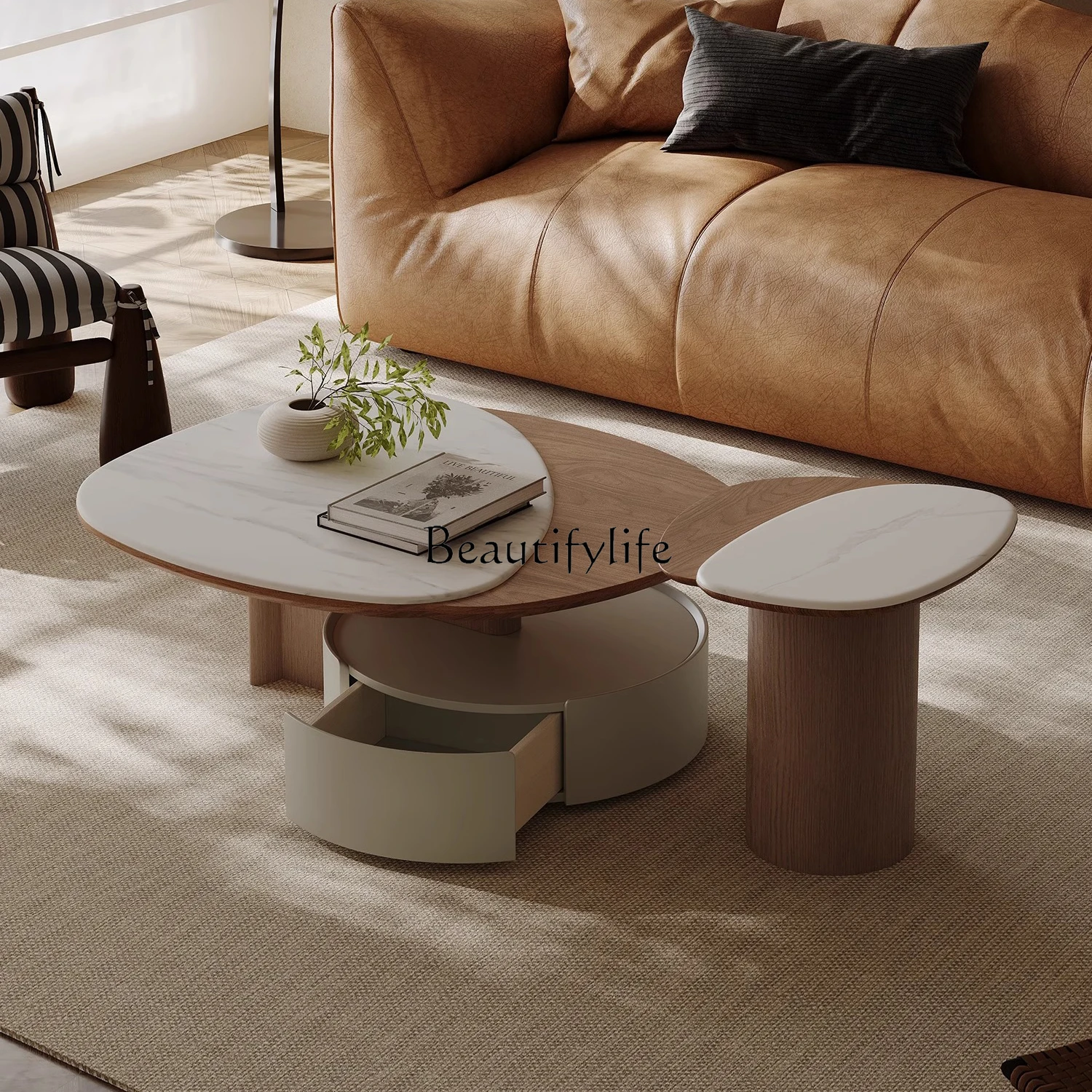 Italian minimalist microcrystalline stone coffee table combination high-end with walnut pattern creativity
Italian minimalist microcrystalline stone coffee table combination high-end with walnut pattern creativity