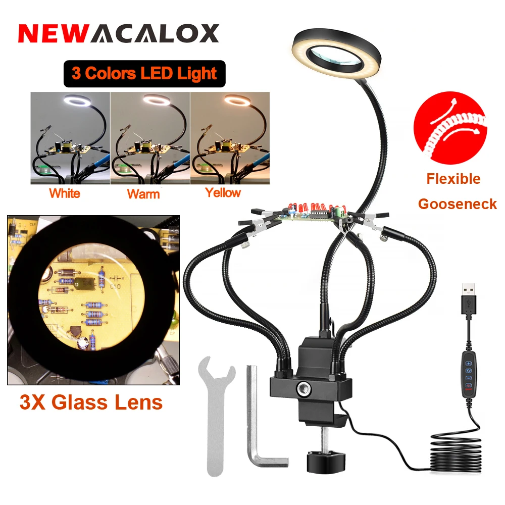 Soldering Helping Hands with 3X Illuminaed Magnifying Glass 5 Metal Flexible Arm Solder Third Hand Tool for Electronic Repair
Soldering Helping Hands with 3X Illuminaed Magnifying Glass 5 Metal Flexible Arm Solder Third Hand Tool for Electronic Repair