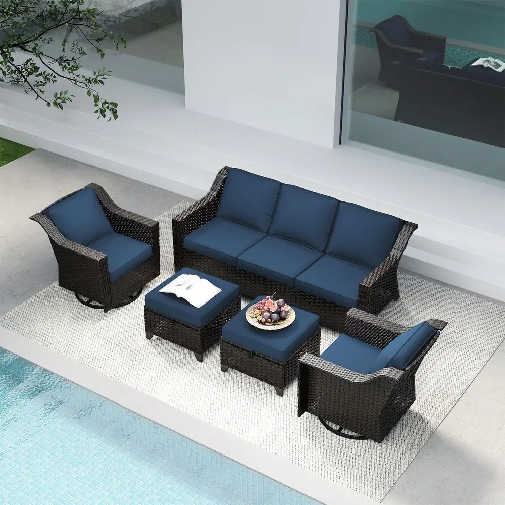 Pieces Patio Conversation Furniture Set 1 Sofa, 2 Swivel Chairs, 2 Ottomans, Outdoor Wicker Furniture with Removable Cushions f
Pieces Patio Conversation Furniture Set 1 Sofa, 2 Swivel Chairs, 2 Ottomans, Outdoor Wicker Furniture with Removable Cushions f
