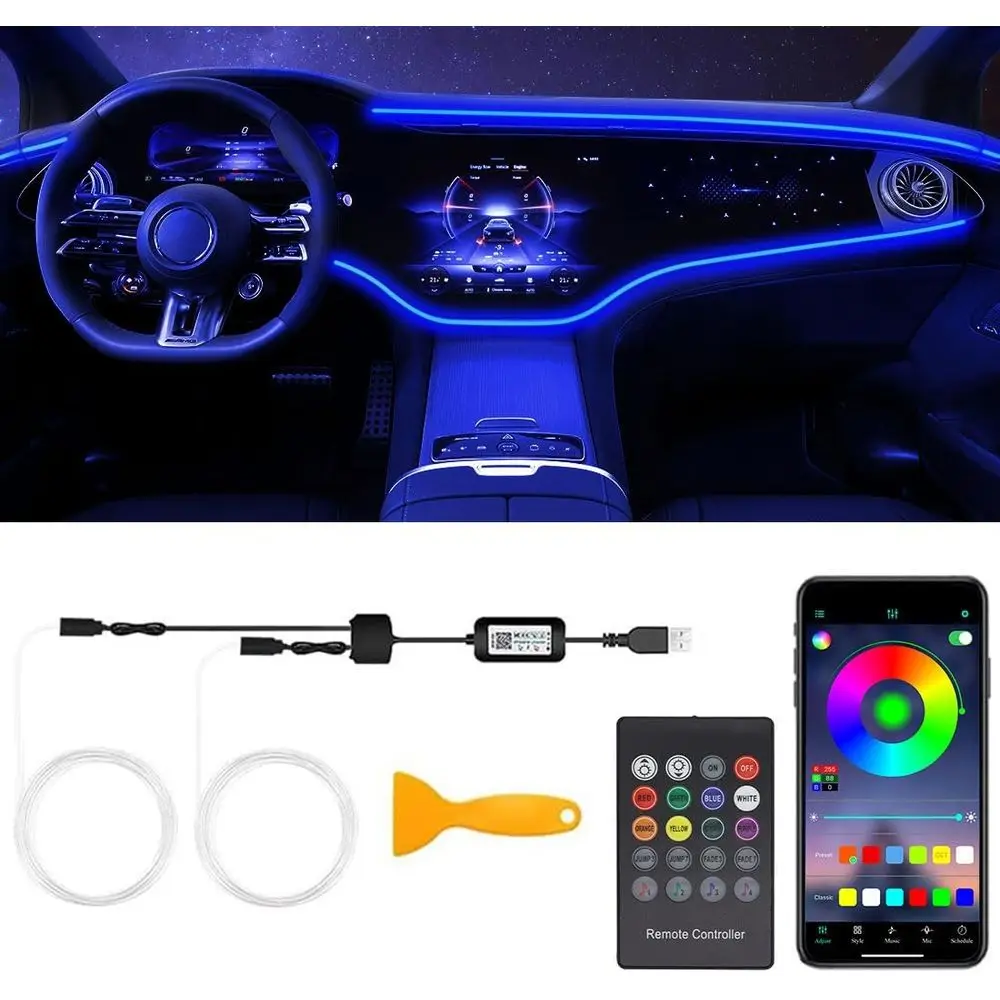 Wireless & Remote-Controlled RGB LED Car Interior Lighting Kit with 158 Fiber Optic Strip and Music Sync Feature
Wireless & Remote-Controlled RGB LED Car Interior Lighting Kit with 158 Fiber Optic Strip and Music Sync Feature