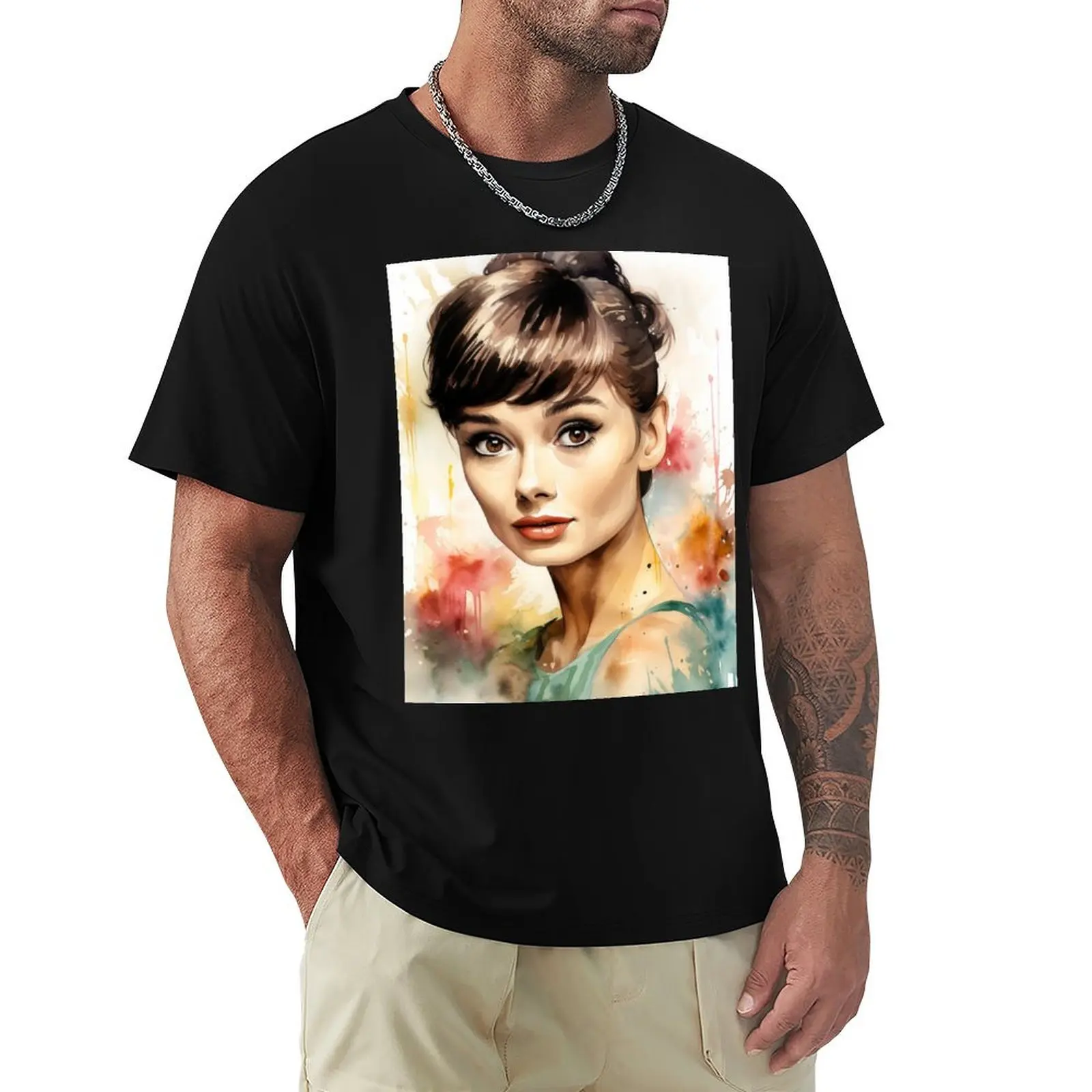 Audrey Hepburn Portrait - Watercolor - Digital Art T-Shirt Casual Work Wear T-Shirt
Audrey Hepburn Portrait - Watercolor - Digital Art T-Shirt Casual Work Wear T-Shirt