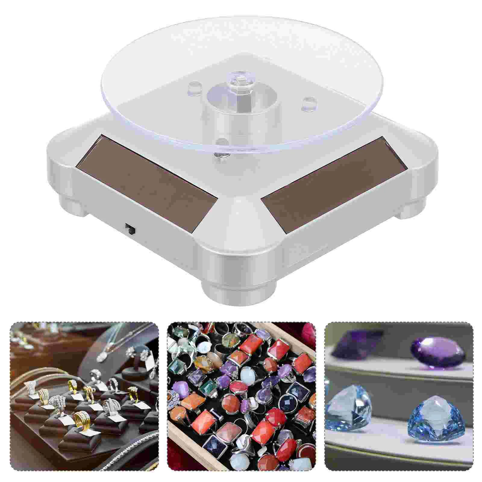 Plastic Solar Rotating Display Stand 360 Degree LED Jewelry Watch Turntable Retail Home Exhibitions Advertising Decor
Plastic Solar Rotating Display Stand 360 Degree LED Jewelry Watch Turntable Retail Home Exhibitions Advertising Decor