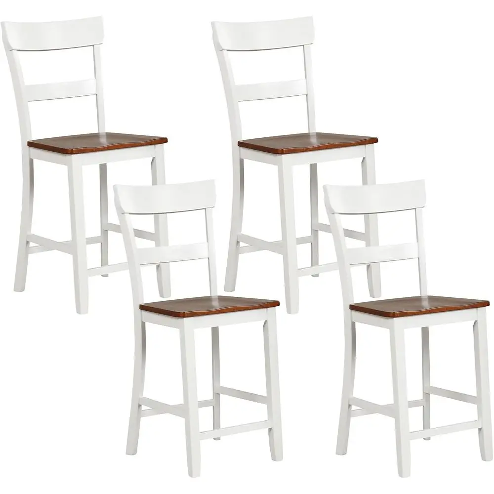 Set of 4 Counter-Height Wooden Bar Stools, 24.5 High, Solid Rubber Wood, with Backrest and Armrests, White
Set of 4 Counter-Height Wooden Bar Stools, 24.5 High, Solid Rubber Wood, with Backrest and Armrests, White