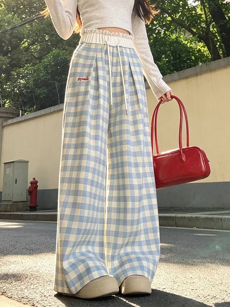 Blue Plaid Wide Leg Pants Women's Summer Thin High Waist Slimming Loose Straight Casual Trousers Korean Style Casual Pants
Blue Plaid Wide Leg Pants Women's Summer Thin High Waist Slimming Loose Straight Casual Trousers Korean Style Casual Pants