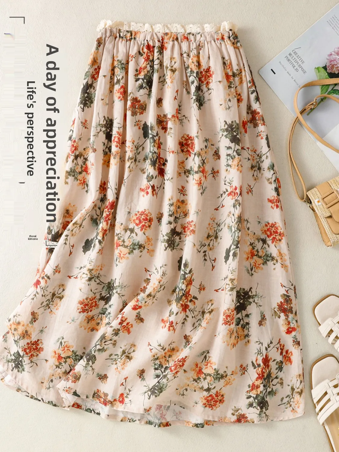Retro Silk Double Layer Printed Half Skirt Lace Trim Artistic Style Midi Skirt Casual Commute Loose Fit Body Type
Retro Silk Double Layer Printed Half Skirt Lace Trim Artistic Style Midi Skirt Casual Commute Loose Fit Body Type