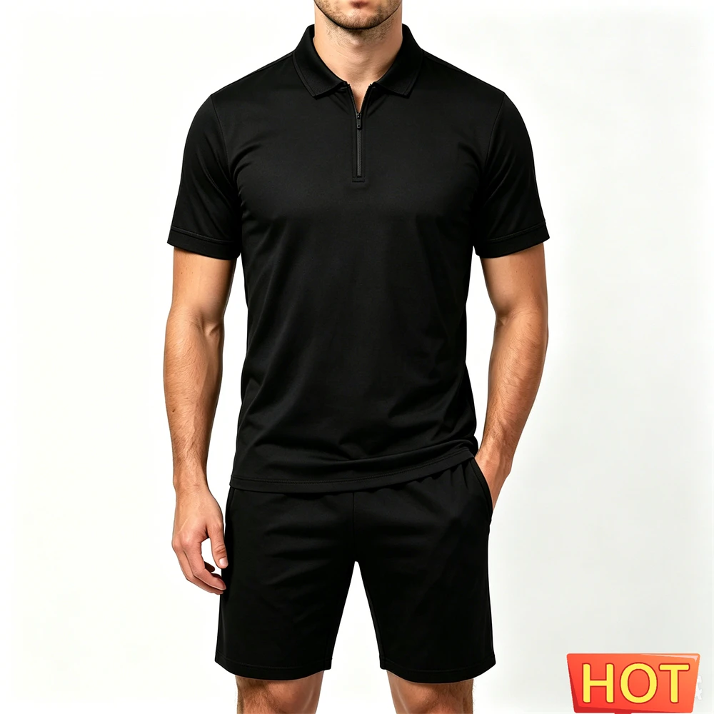 Summer Men's Tracksuit Sets Simple Solid Color Polo Shirt and Shorts 2 Piece Fashion Zip Short Sleeve Outfit Casual Men Clothing
Summer Men's Tracksuit Sets Simple Solid Color Polo Shirt and Shorts 2 Piece Fashion Zip Short Sleeve Outfit Casual Men Clothing