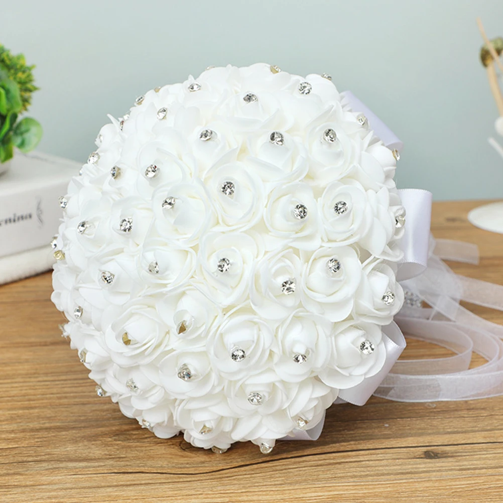 Bridal Simulation Artificial Bouquet White Wedding Flower Rhinestone Decor Elegant Lifelike Rose Wedding Photography Prop Party
Bridal Simulation Artificial Bouquet White Wedding Flower Rhinestone Decor Elegant Lifelike Rose Wedding Photography Prop Party