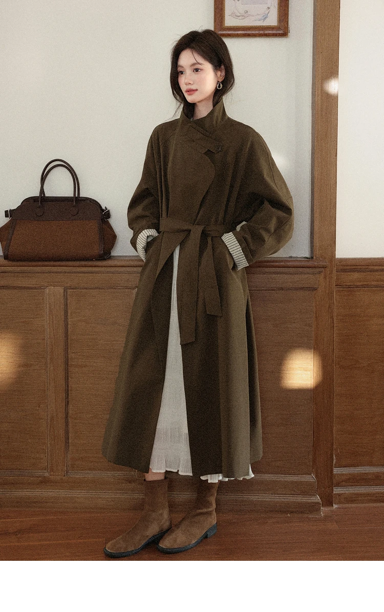 ALXNAN Fashion Vintage Long Trench Coat Women's Autumn New Brown Loose-fit Coats 2025 Fall Elegant Female Windbreaker L57566 
ALXNAN Fashion Vintage Long Trench Coat Women's Autumn New Brown Loose-fit Coats 2025 Fall Elegant Female Windbreaker L57566