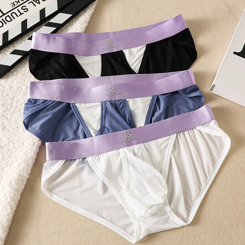 Ice Silk Thin Briefs Mens Sexy U Bulge Pouch Underwear High Slit Design Breathable Underpants Summer Quick Drying Panties Cuecas
Ice Silk Thin Briefs Mens Sexy U Bulge Pouch Underwear High Slit Design Breathable Underpants Summer Quick Drying Panties Cuecas