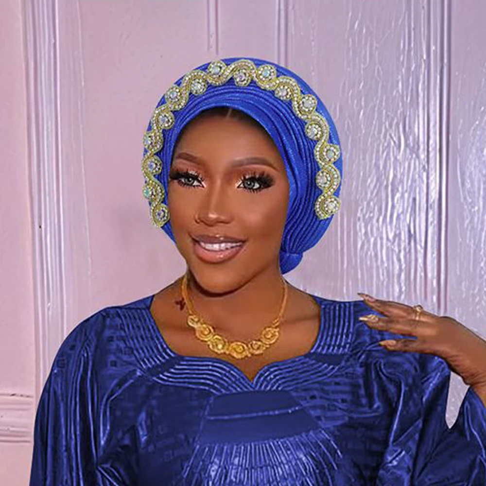 African Headtie Auto Gele Diamonds Turban Cap for Women Aso Oke Nigerian Wedding Geles Muslim Hijab Headwear Headpiece Head Wrap
African Headtie Auto Gele Diamonds Turban Cap for Women Aso Oke Nigerian Wedding Geles Muslim Hijab Headwear Headpiece Head Wrap