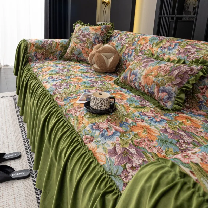 2025 Autumn Universal Chenille Sofa Cover French Ruffled Edge Mat Aesthetic Anti-Slip Cooling Flower Printed Couch Cushion Mats
2025 Autumn Universal Chenille Sofa Cover French Ruffled Edge Mat Aesthetic Anti-Slip Cooling Flower Printed Couch Cushion Mats