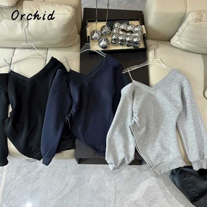 2025 Spring Casual Solid Color Long Sleeve V-Neck T-Shirts Women's Sexy Fashion Style Slim Fit One Shoulder Sheath Tees Tops
2025 Spring Casual Solid Color Long Sleeve V-Neck T-Shirts Women's Sexy Fashion Style Slim Fit One Shoulder Sheath Tees Tops