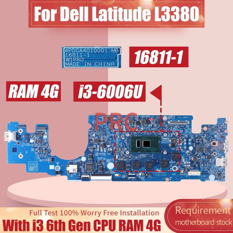 For Dell Latitude 13 L3380 3380 Laptop Motherboard 16811-1 0J1P78 J1P78 09WVC4 0GCRGF 3855U I3-6006U 4G RAM Notebook Mainboard
For Dell Latitude 13 L3380 3380 Laptop Motherboard 16811-1 0J1P78 J1P78 09WVC4 0GCRGF 3855U I3-6006U 4G RAM Notebook Mainboard
