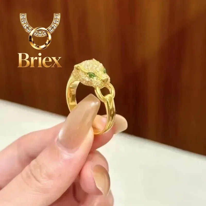 Briex Jewelry Golden Leopard Head Real 18K Gold Ring for Woman Luxury Quality Fine Jewelry AU750 Ring Party Gift
Briex Jewelry Golden Leopard Head Real 18K Gold Ring for Woman Luxury Quality Fine Jewelry AU750 Ring Party Gift
