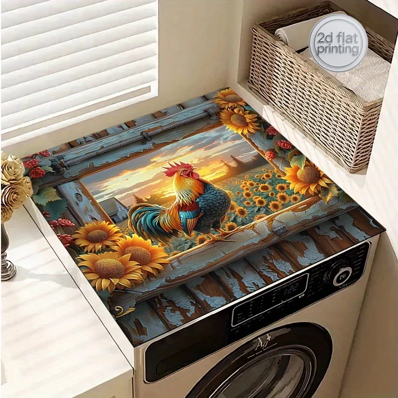 Vibrant Rooster & Sunflower Non-Slip Washer & Dryer Mat - 20x24/24x24in, Rustic Barn Scene with Colorful Flowers and Birds, Poly
Vibrant Rooster & Sunflower Non-Slip Washer & Dryer Mat - 20x24/24x24in, Rustic Barn Scene with Colorful Flowers and Birds, Poly