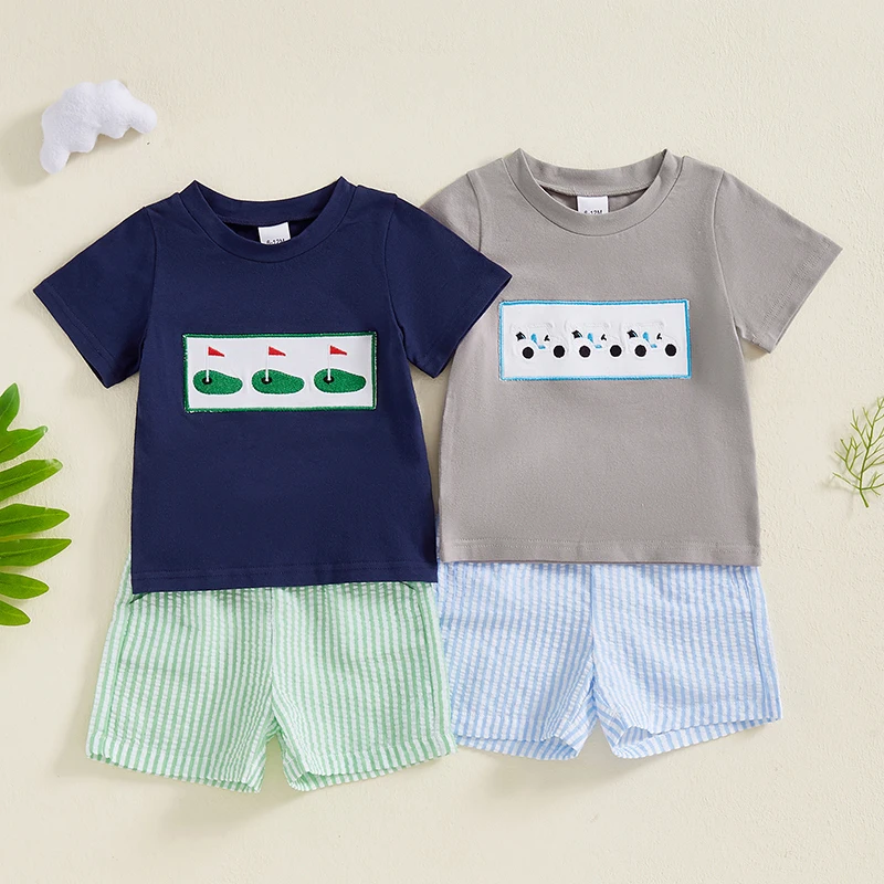 Baby Boys Summer Outfits Golf Embroidery Short Sleeves T-Shirt and Elastic Striped Shorts Set for 2 Piece Clothes Set
Baby Boys Summer Outfits Golf Embroidery Short Sleeves T-Shirt and Elastic Striped Shorts Set for 2 Piece Clothes Set