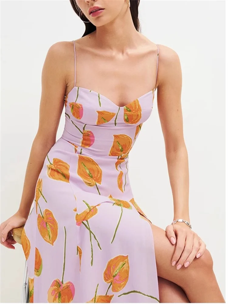 2024 New Summer Women's Vacation Irregular Strap Dress Floral Print Sleeveless Ladies Front Slit Holiday Long Dresses
2024 New Summer Women's Vacation Irregular Strap Dress Floral Print Sleeveless Ladies Front Slit Holiday Long Dresses