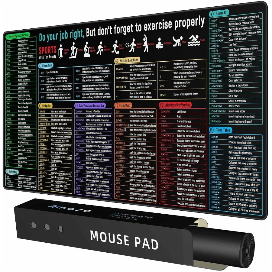 Large Mouse Pad With Excel Shortcuts Cheat Sheet Excel Tips Desk Mat XXL Gaming Mousepad Keyboard Pad Office Accories for Compu
Large Mouse Pad With Excel Shortcuts Cheat Sheet Excel Tips Desk Mat XXL Gaming Mousepad Keyboard Pad Office Accories for Compu