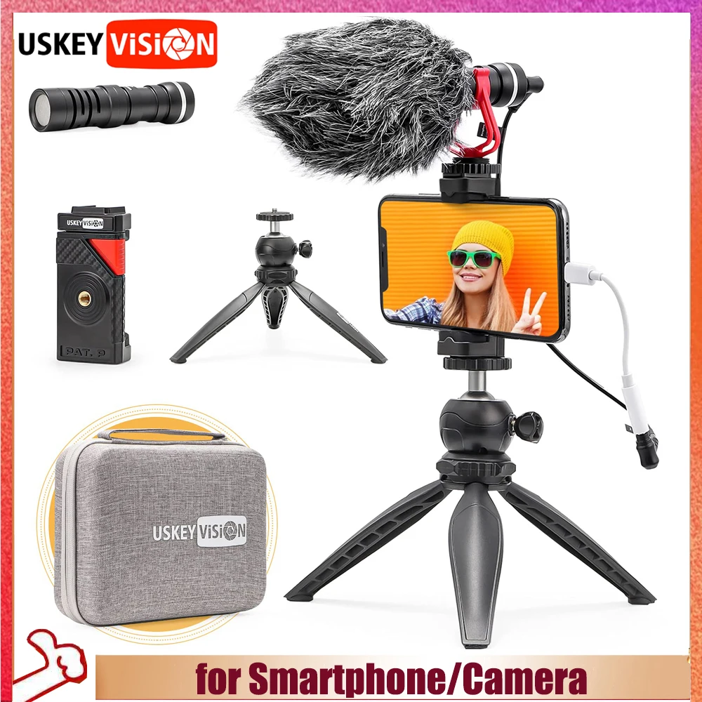 Видеомикрофон USKEYVISION Vlog Kit для Youtuber Kit/микрофон штатив с шаровой головкой зажим для телефона для iPhone/смартфона/камеры
Видеомикрофон USKEYVISION Vlog Kit для Youtuber Kit/микрофон штатив с шаровой головкой зажим для телефона для iPhone/смартфона/камеры