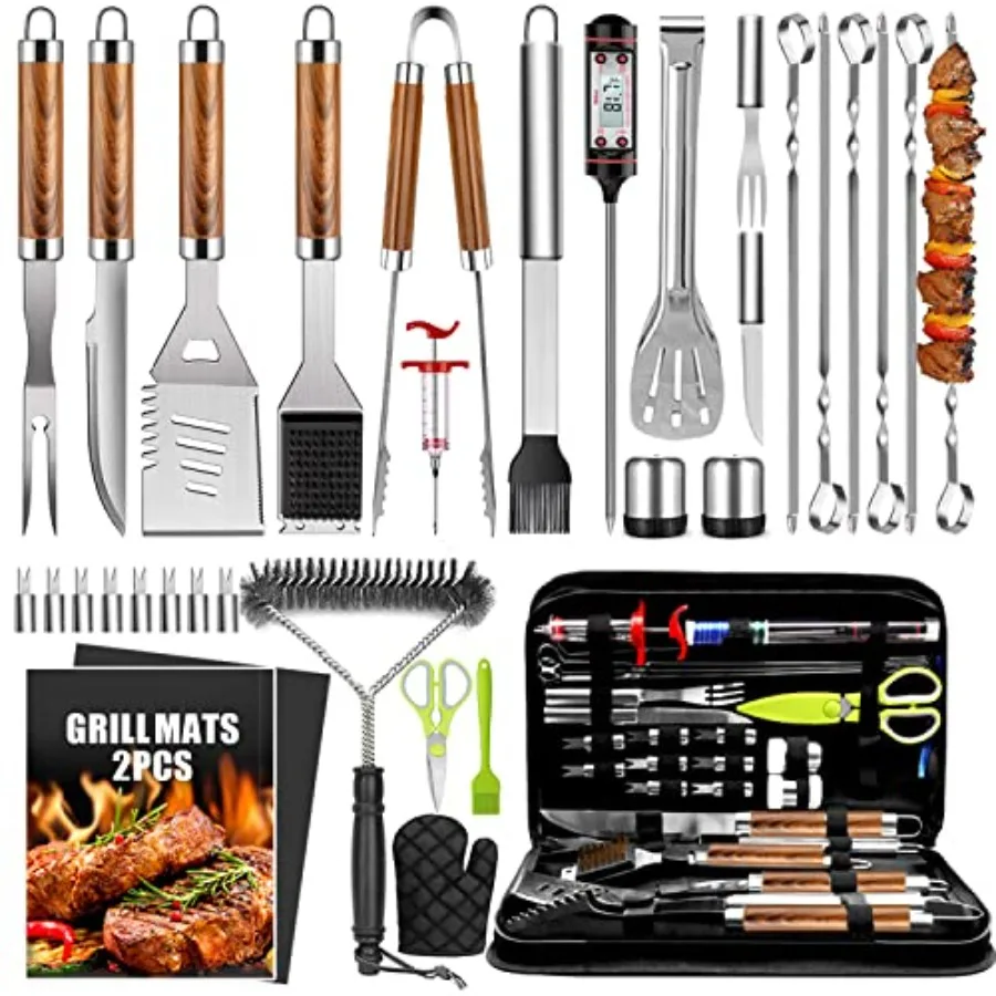 34Pcs Grill Accessories Grilling Gifts for Men 16 Inch Heavy Duty BBQ Accessories Stainless Steel BBQ Tools with Thermometer Gr
34Pcs Grill Accessories Grilling Gifts for Men 16 Inch Heavy Duty BBQ Accessories Stainless Steel BBQ Tools with Thermometer Gr