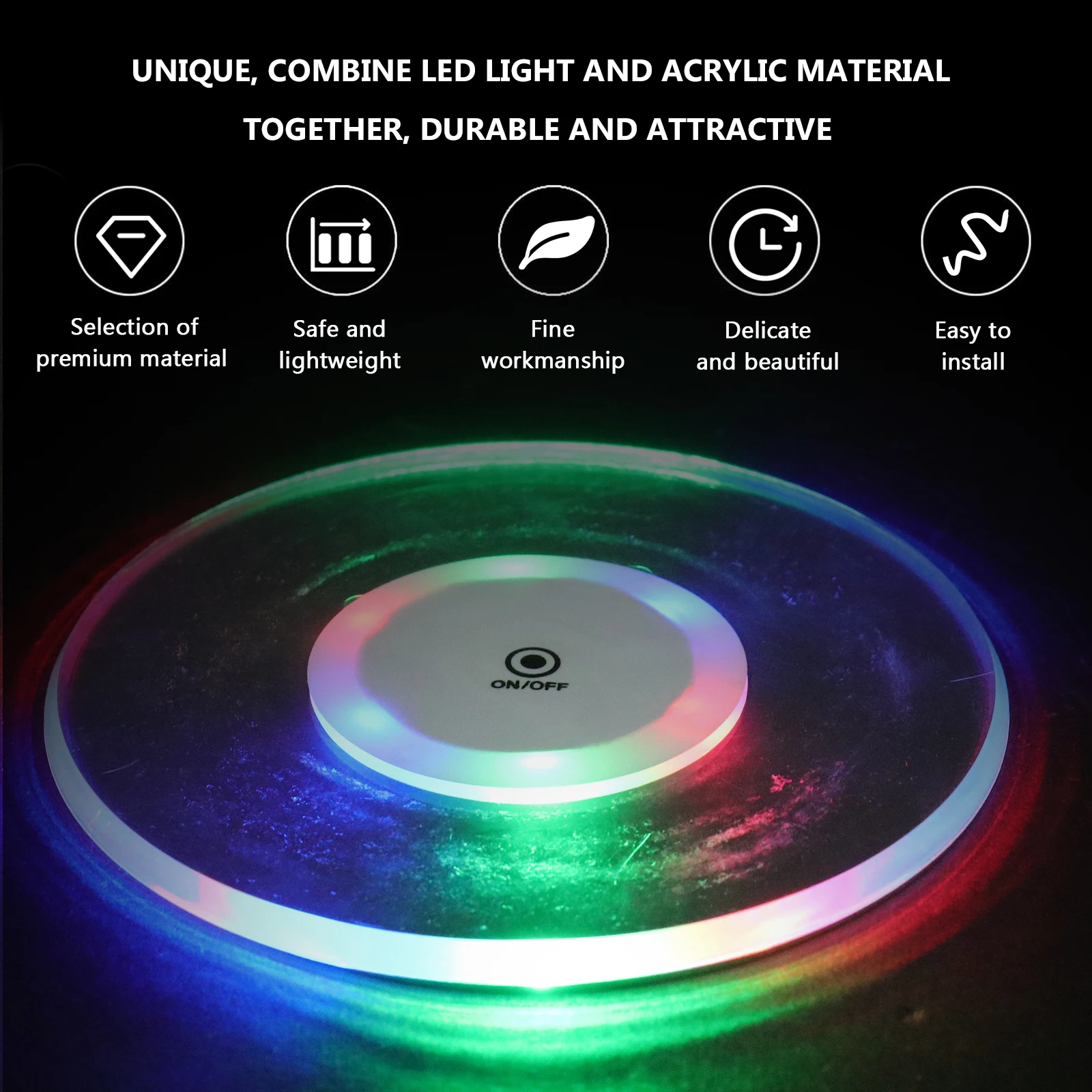 LED Luminous Coaster Universal Mug Holding Mat Cup Holder for Party Clear Coasters Crystal Glass Ultrathin
LED Luminous Coaster Universal Mug Holding Mat Cup Holder for Party Clear Coasters Crystal Glass Ultrathin