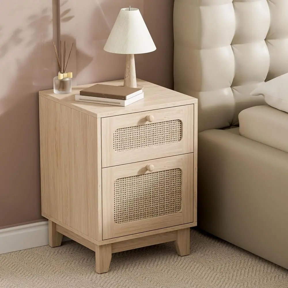 Pair of Wicker Rattan Nightstands with Storage, Ideal for Bohemian Bedroom, Dorm, and Compact Spaces, Natural Finish
Pair of Wicker Rattan Nightstands with Storage, Ideal for Bohemian Bedroom, Dorm, and Compact Spaces, Natural Finish