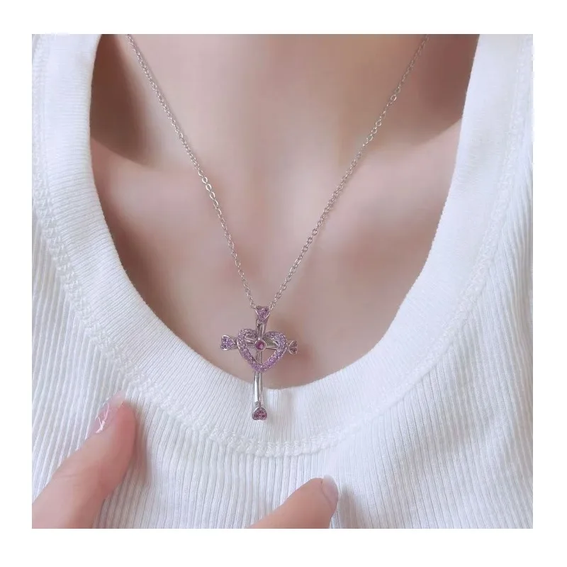 French Super Fairy Micro-inlaid Pink Diamond Love Cross Pendant Necklace Female Niche Design Temperament Versatile Collarbone Ch
French Super Fairy Micro-inlaid Pink Diamond Love Cross Pendant Necklace Female Niche Design Temperament Versatile Collarbone Ch