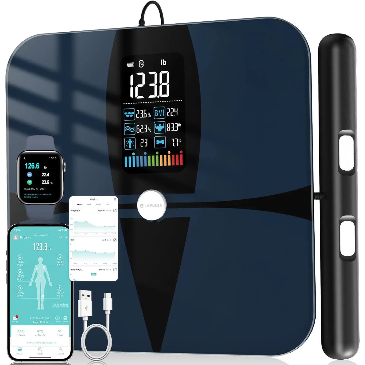 Smart Body Composition Scale with 8 Electrodes, BMI Fat Muscle Mass Measurement, Large Color Display & App Reports
Smart Body Composition Scale with 8 Electrodes, BMI Fat Muscle Mass Measurement, Large Color Display & App Reports
