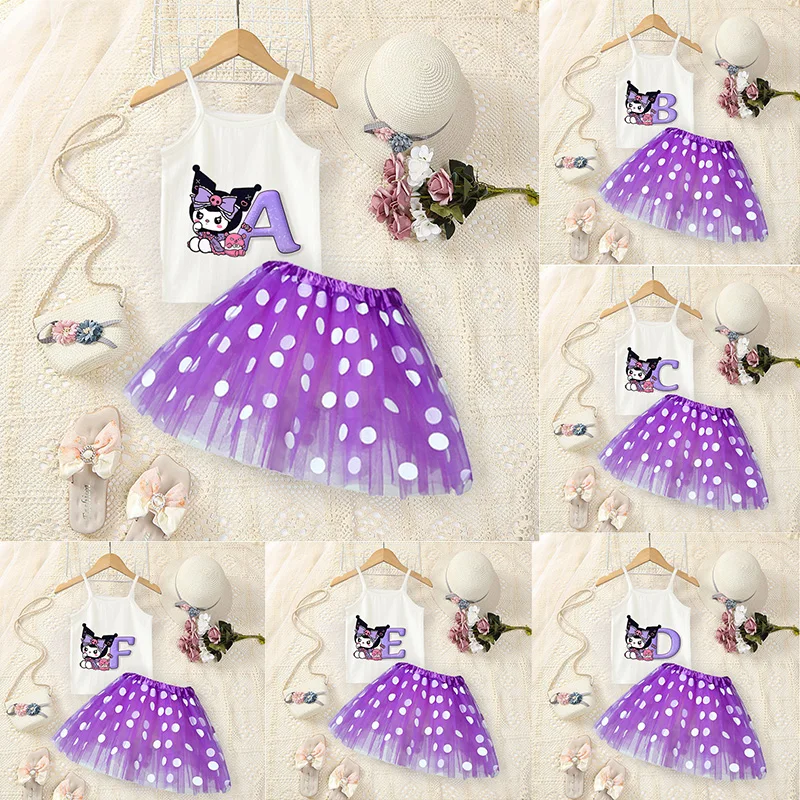 Kuromi Kawaii Strap+Short Skirts Sanrio Cute Creative 26 Letter Short Sleeve+Yarn Skirt Fashion Anime Cotton Top+fluffy Skirts
Kuromi Kawaii Strap+Short Skirts Sanrio Cute Creative 26 Letter Short Sleeve+Yarn Skirt Fashion Anime Cotton Top+fluffy Skirts
