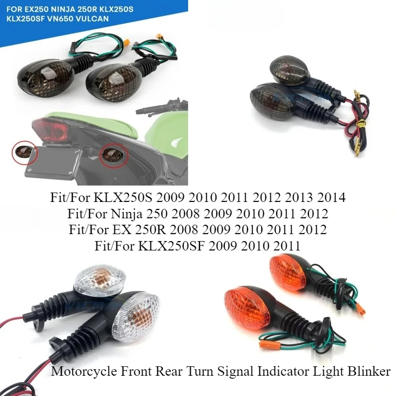 Motorcycle Front Rear Turn Signal Indicator Light Blinker for Ninja 250 EX250R 2008-2012 KLX250SF 2009-2011 KLX250S 2009-2014
Motorcycle Front Rear Turn Signal Indicator Light Blinker for Ninja 250 EX250R 2008-2012 KLX250SF 2009-2011 KLX250S 2009-2014