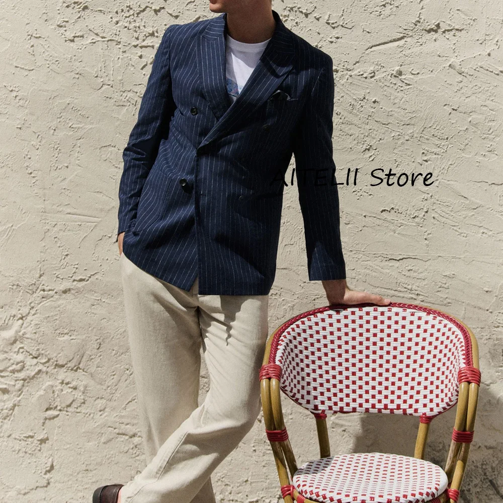 Мужская куртка, костюм с воротником, костюмы из полосатой ткани, двубортные пальто для мужчин, повседневное официальное легкое пальто, пиджаки, куртки, топ
Мужская куртка, костюм с воротником, костюмы из полосатой ткани, двубортные пальто для мужчин, повседневное официальное легкое пальто, пиджаки, куртки, топ