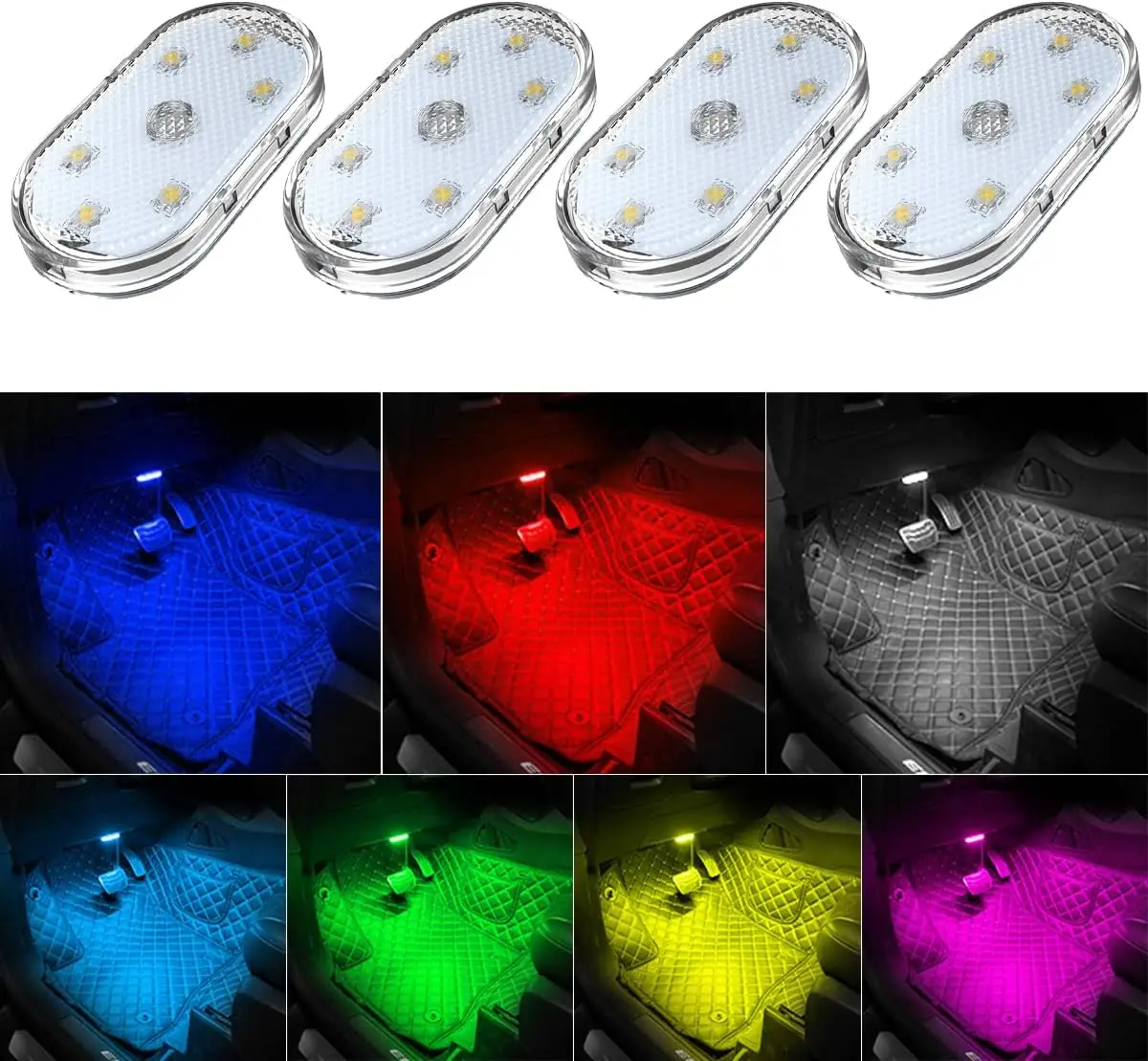 4Pcs Car LED Lights Interior Wireless, 7 Colors Interior Car Lights with 6 Bright LED Lamp Beads, Portable USB Rechargeable Car
4Pcs Car LED Lights Interior Wireless, 7 Colors Interior Car Lights with 6 Bright LED Lamp Beads, Portable USB Rechargeable Car