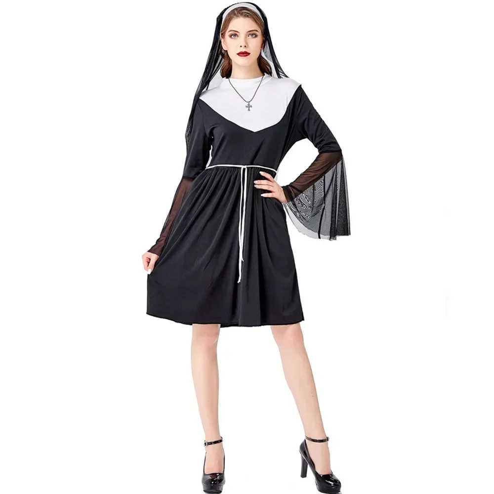 Sexy Women Nun Costume Priest Religious Sister Cosplay Outfit Set For Adult Halloween Fancy Party Dress
Sexy Women Nun Costume Priest Religious Sister Cosplay Outfit Set For Adult Halloween Fancy Party Dress
