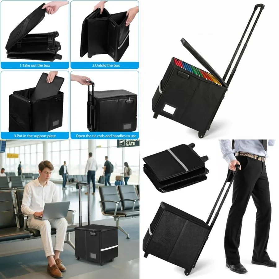 Fireproof File Box with Wheels, Collapsible Rolling Fireproof Document Bag with Lock, Fireproof Box with Handle and Casters, Mo
Fireproof File Box with Wheels, Collapsible Rolling Fireproof Document Bag with Lock, Fireproof Box with Handle and Casters, Mo