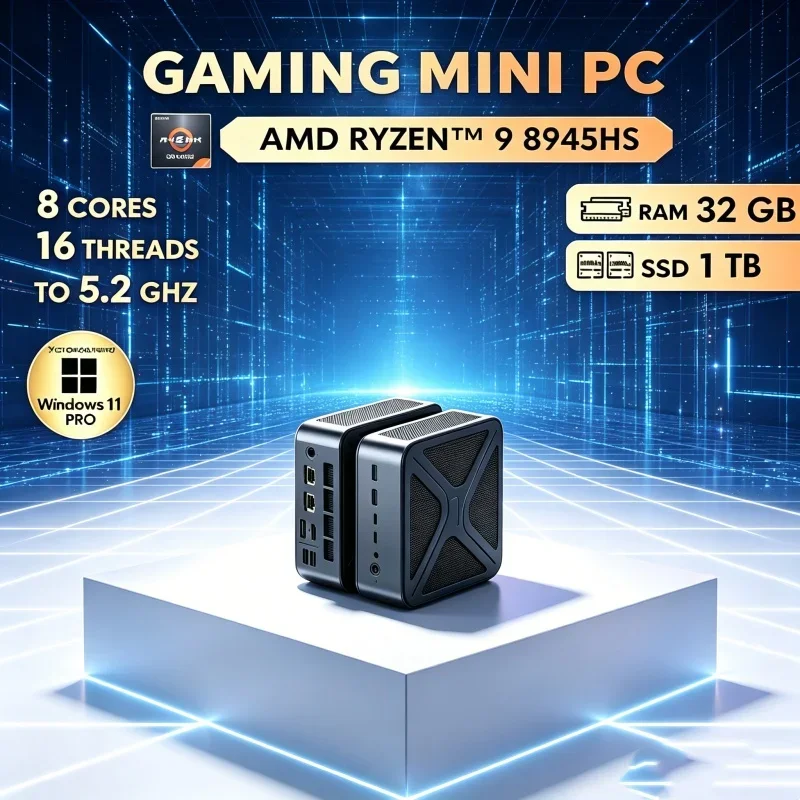 Celestial GH8 Mini PC AMD Ryzen 9 8945HS Win11 Pro, 2*DDR5 WIFI6 BT5.2 8K HDMI2.1 Dual M.2 NVME Burning Gaming Desktop Computer
Celestial GH8 Mini PC AMD Ryzen 9 8945HS Win11 Pro, 2*DDR5 WIFI6 BT5.2 8K HDMI2.1 Dual M.2 NVME Burning Gaming Desktop Computer