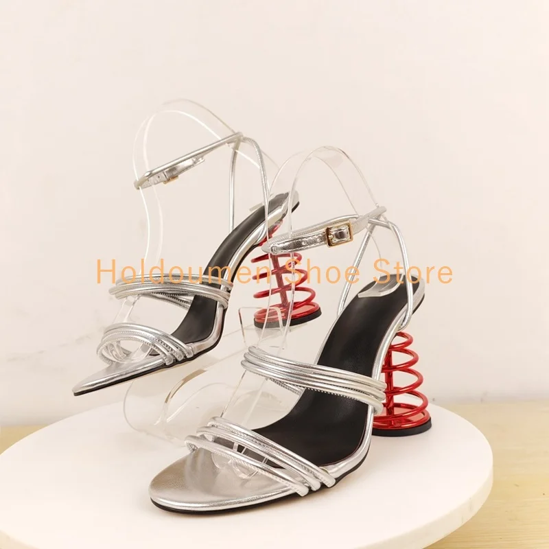 Novel Unique Twist Coil Design Strange Style Heel Sandals Adjustable Ankle Strap Fashion Peep Toe Summer Fashion Show Sandals
Novel Unique Twist Coil Design Strange Style Heel Sandals Adjustable Ankle Strap Fashion Peep Toe Summer Fashion Show Sandals