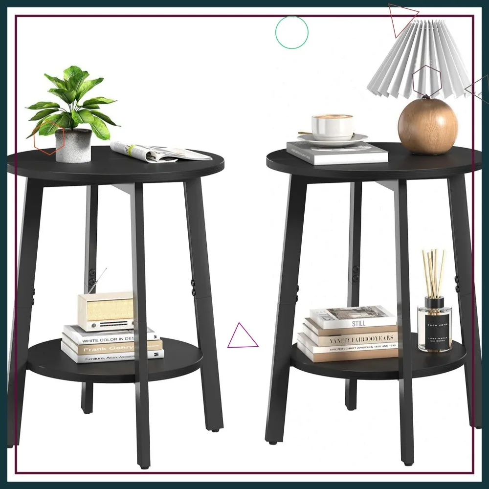 Набор из 2-х маленьких круглых прикроватных столиков с полкой для хранения, черные 2-ярусные тумбочки для гостиной и спальни
Набор из 2-х маленьких круглых прикроватных столиков с полкой для хранения, черные 2-ярусные тумбочки для гостиной и спальни