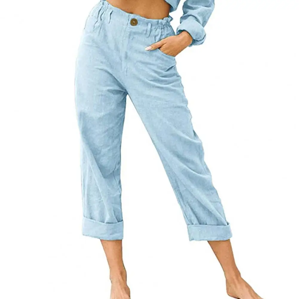 Women Pants Solid Color Women's Casual Pants with Elastic Waist Button Zipper Fly Pockets Loose Fit Long Trousers for A Stylish
Women Pants Solid Color Women's Casual Pants with Elastic Waist Button Zipper Fly Pockets Loose Fit Long Trousers for A Stylish