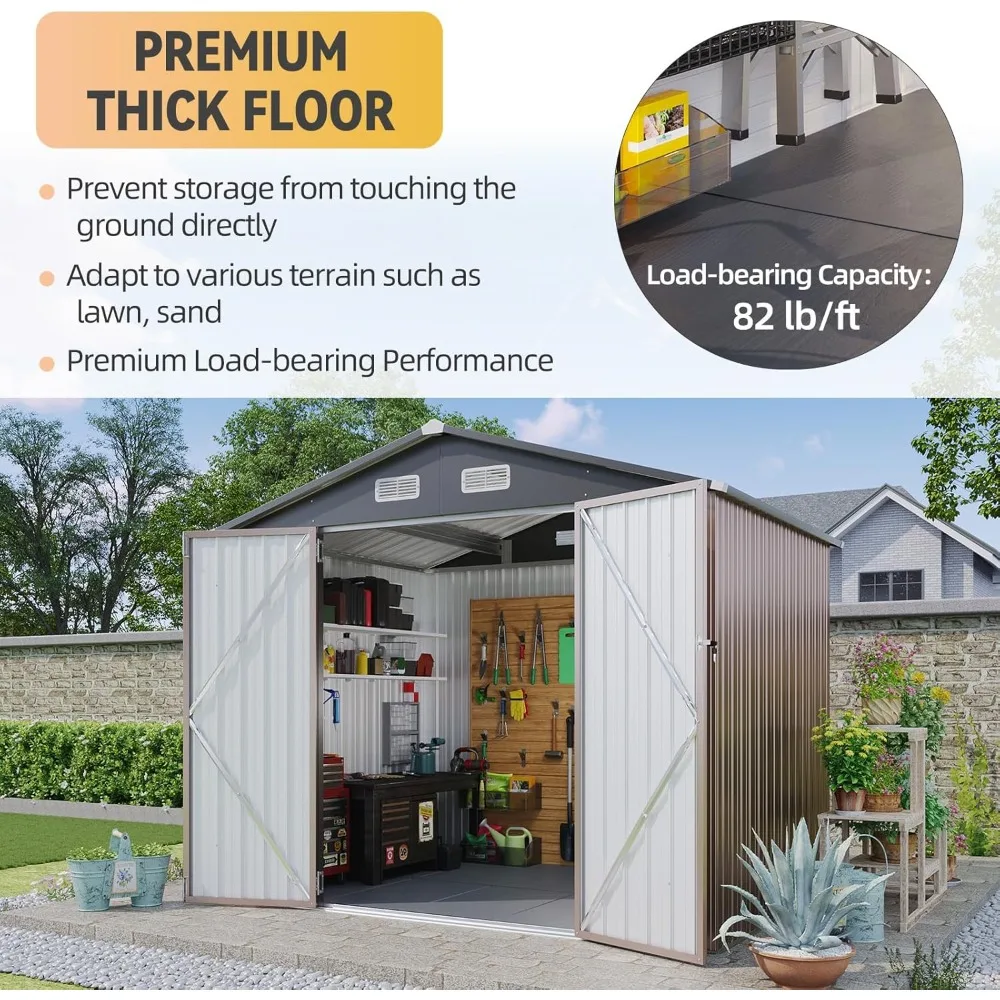 7x5 FT Outdoor Storage Shed, with Floor Garden Metal Shed, with Lockable Door Outdoor Large Shed for Tool, Garbage Can, Bike
7x5 FT Outdoor Storage Shed, with Floor Garden Metal Shed, with Lockable Door Outdoor Large Shed for Tool, Garbage Can, Bike