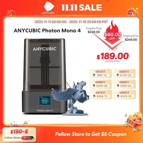 Impresora 3D PRESALE ANYCUBIC Photon Mono 4 AE, pantalla de alta definición de 7 pulgadas, 10K, impresión de impresora 3D de resina UV de alta velocidad, 153 × 87 × 165mm