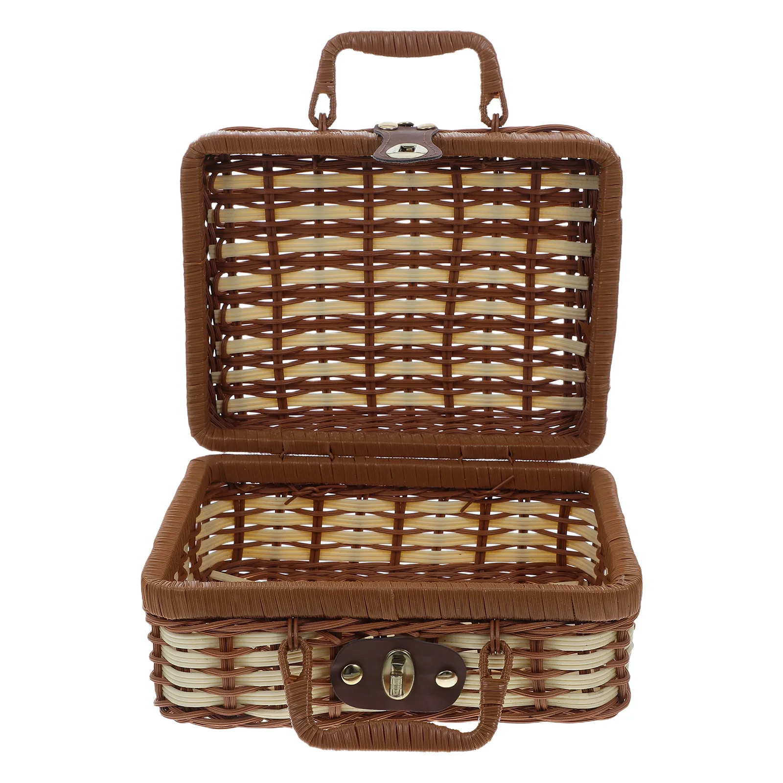 Rattan Style Picnic Basket Vintage Suitcase Large Capacity PP Plastic Material Woven Baskets Storage Box for Photoshoots
Rattan Style Picnic Basket Vintage Suitcase Large Capacity PP Plastic Material Woven Baskets Storage Box for Photoshoots