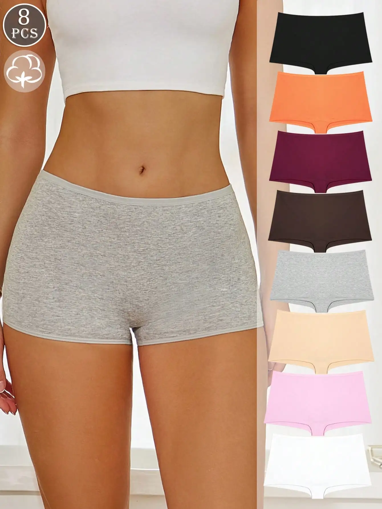 8pcs Ladies Multi-Color Comfortable And Breathable Cotton Comfortable And Breathable Boxer Briefs Anti-Shine Quarter Pants
8pcs Ladies Multi-Color Comfortable And Breathable Cotton Comfortable And Breathable Boxer Briefs Anti-Shine Quarter Pants