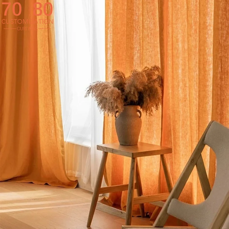 Orange Linen Natural Curtains for Living Room Bedroom French Window Balcony Customized Partition Curtain Finished Products
Orange Linen Natural Curtains for Living Room Bedroom French Window Balcony Customized Partition Curtain Finished Products