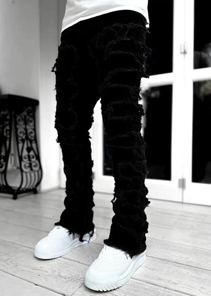 Fashion Streetwear Men's Regular Fit Stacked Jeans Ripped Patch Distressed Destroyed Straight Denim Pants 2024 S-3XL
Fashion Streetwear Men's Regular Fit Stacked Jeans Ripped Patch Distressed Destroyed Straight Denim Pants 2024 S-3XL