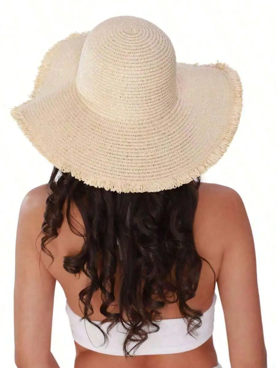 Women Wide Brim Straw Hat With Fringe Edge For Beach Travel Summer Sun Protection
Women Wide Brim Straw Hat With Fringe Edge For Beach Travel Summer Sun Protection