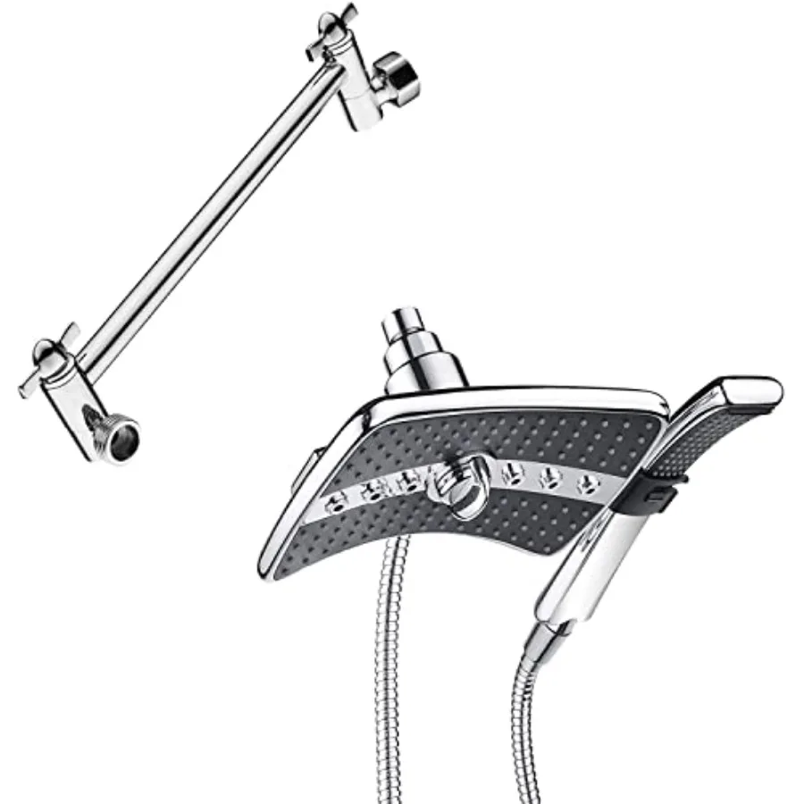 10 Inch Shower Arm Entender with Dual Shower Head Combo Set Handheld Showerhead Rainfall Shower Head Combo Matching Chrome
10 Inch Shower Arm Entender with Dual Shower Head Combo Set Handheld Showerhead Rainfall Shower Head Combo Matching Chrome