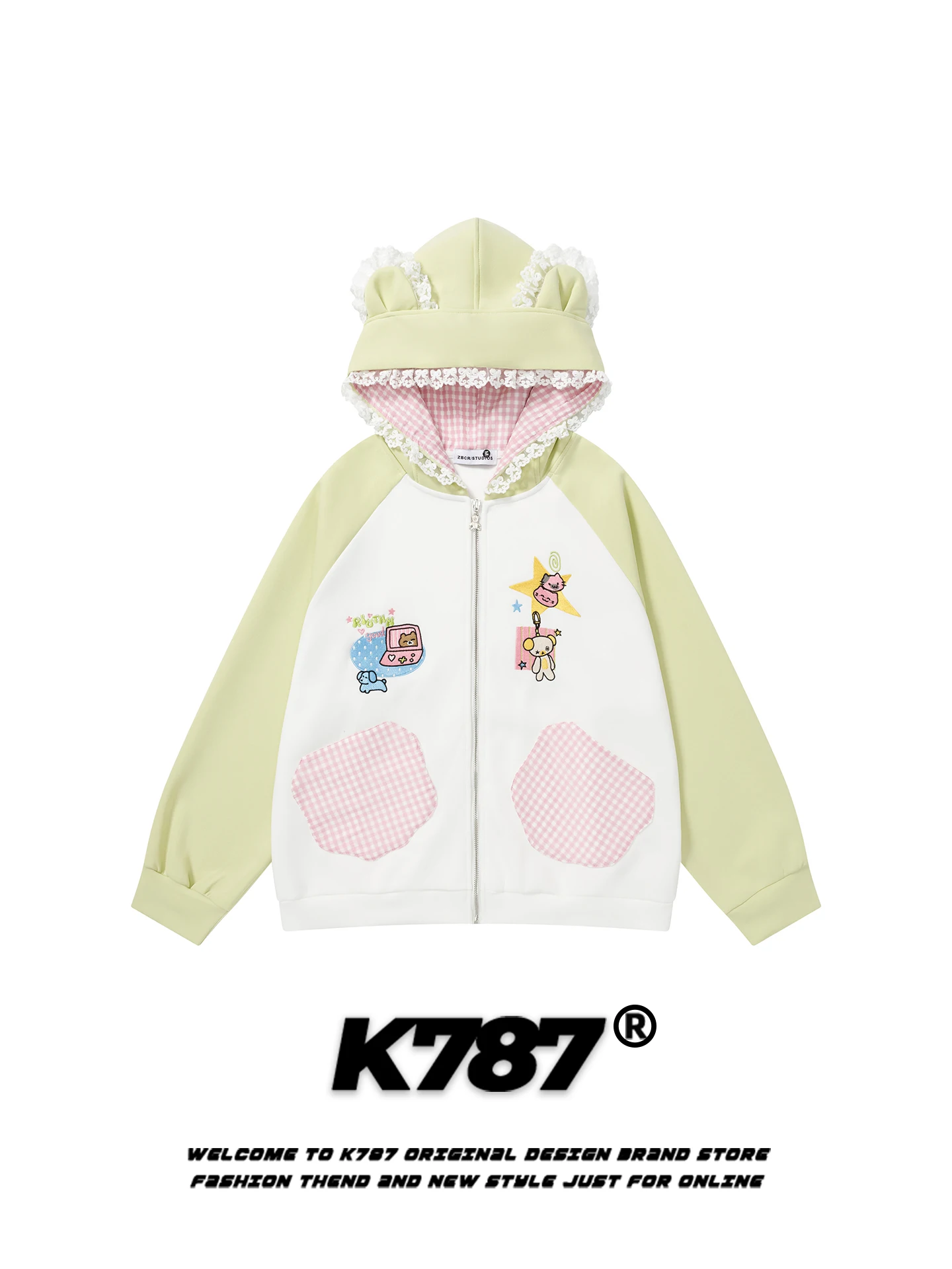 K787 Subculture Cute Cartoon Bear Hoodie Women's Plaid Splicing oulder Sve Ears Jaet Loose Fit Long Sve Cotton ...
K787 Subculture Cute Cartoon Bear Hoodie Women's Plaid Splicing oulder Sve Ears Jaet Loose Fit Long Sve Cotton ...